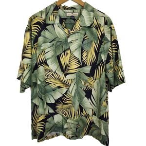 Tommy Bahama Shirt Mens Large Multicolor Palm Leaf Silk Hawaiian Button Up